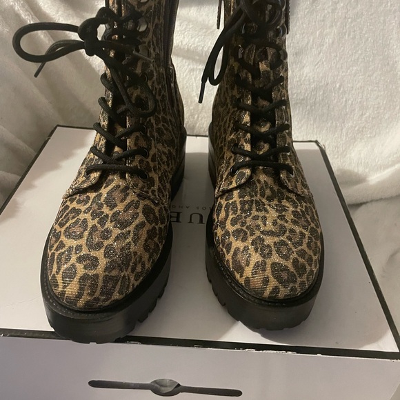 Guess Leopard Print Combat Boots - Picture 1 of 5